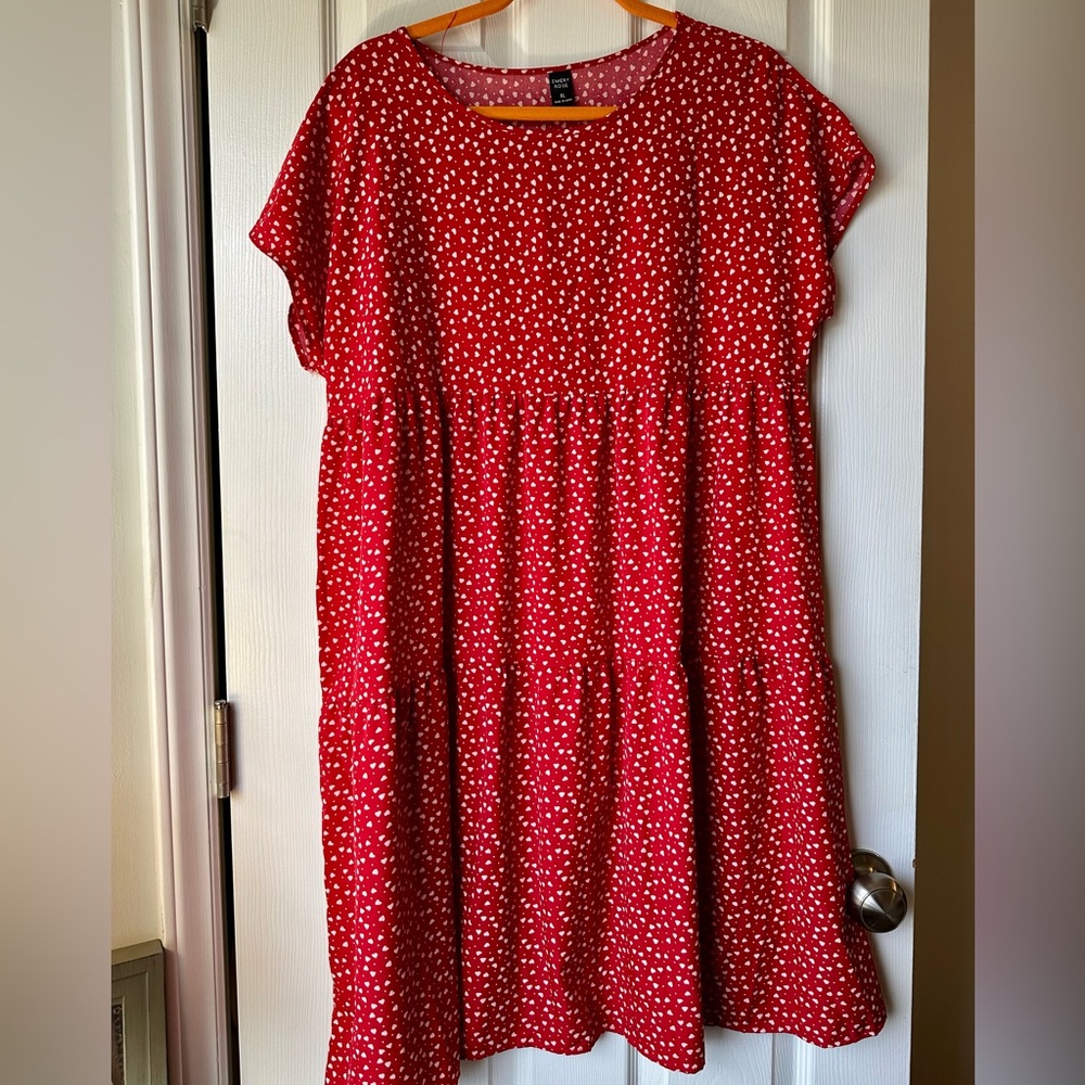 Red and White Casual Dolman Sleeve Sundress